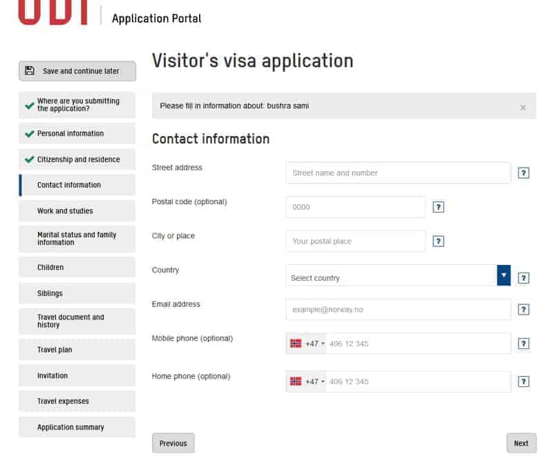 صفحة معلومات الاتصال Contact information