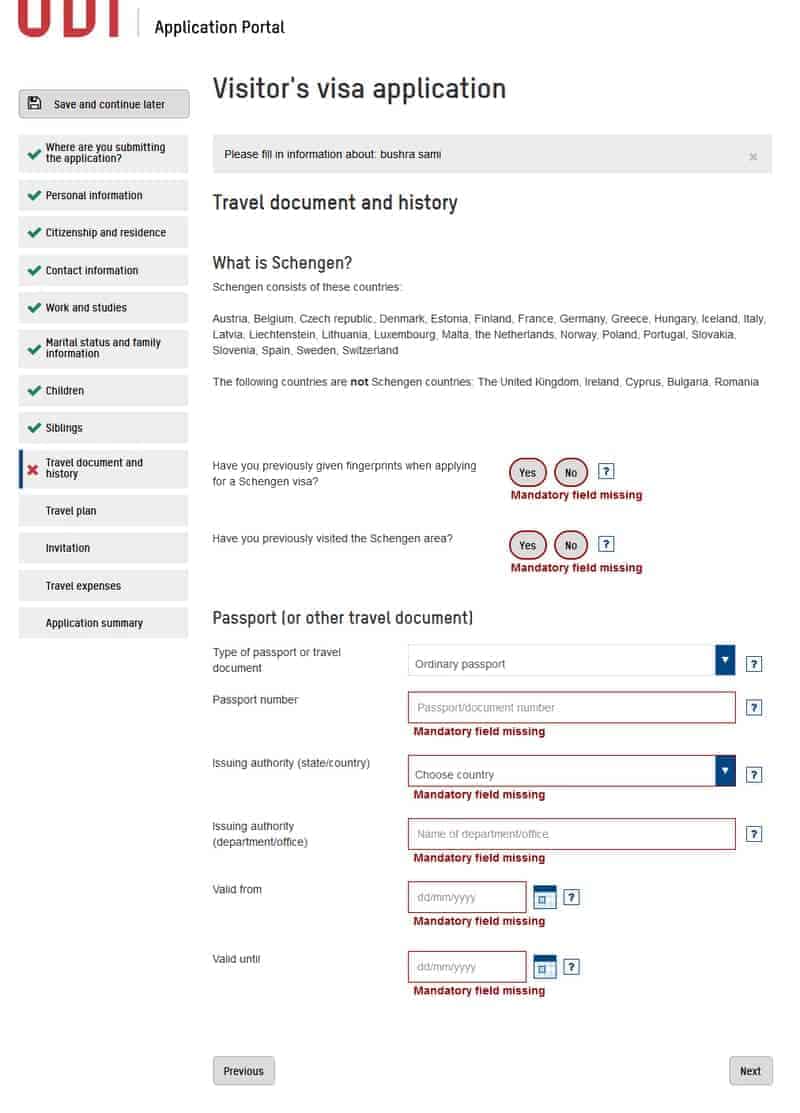 معلومات وثيقة السفر وتاريخها Travel document and history