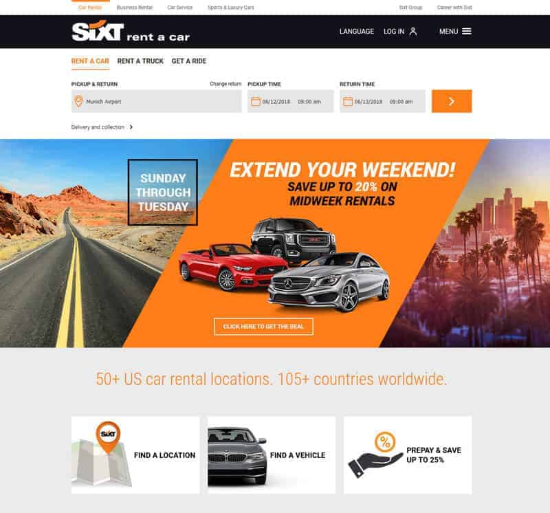 شرح حجز سيارة عن طريق موقع شركة Sixt