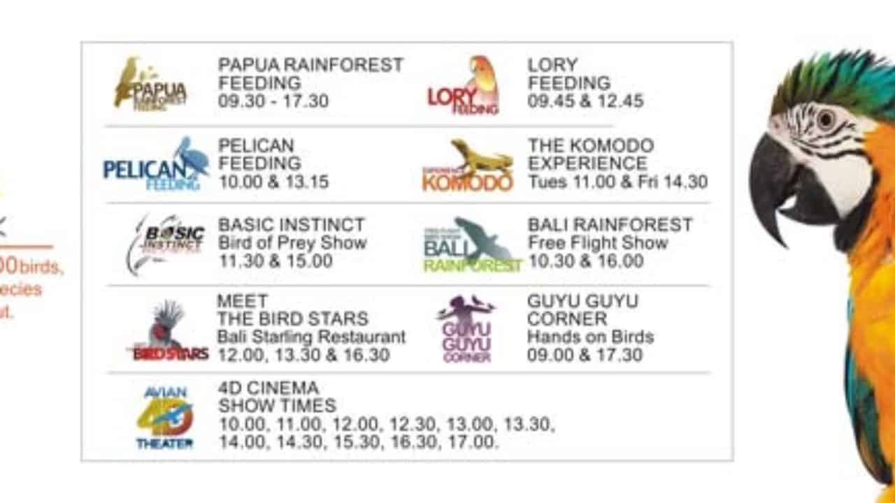 العروض الترفيهية في حديقة بالي للطيور