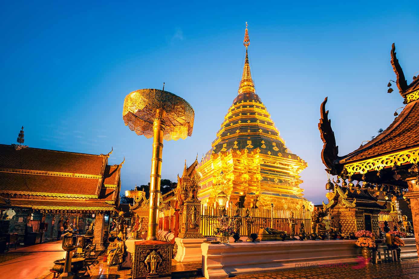 Wat Phra That Doi Suthep illuminated, Chiang Mai, Thailand